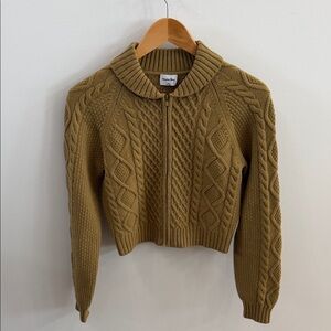 Sunday Best Olive Cable Knit Full Zip Sweater